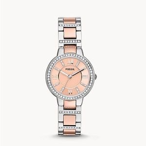 Fossil Two-Tone Silver Rose Gold Stainless Steel Watch